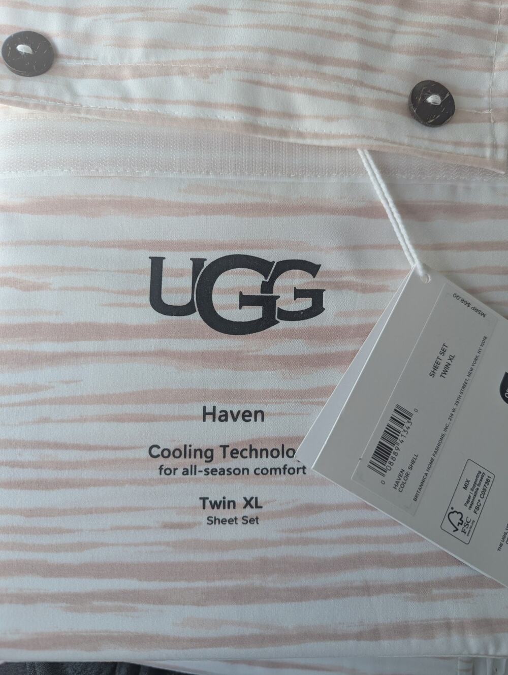 New UGG FIORELLA Twin XL Bedding Sheet Set Rosewater Haven New Oekotex